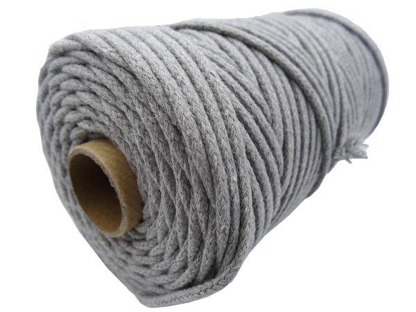 Sznurek 5mm pleciony BY GOLD-POL cena za 100m kolor 7 MEDIUM GREY  sznurki plecione bawełniane sklep ze sznurkamiwarszawa
