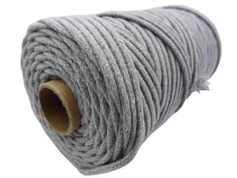 Sznurek 5mm pleciony BY GOLD-POL cena za 100m kolor 7 MEDIUM GREY  sznurki plecione bawełniane sklep ze sznurkamiwarszawa