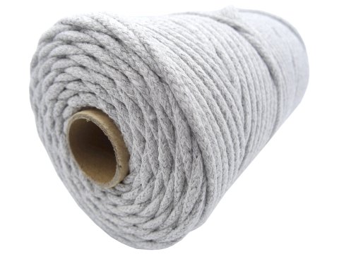 Sznurek 5mm pleciony by GOLD-POL cena za 100m kolor 6 LIGHT GREY sznurki plecione bawełniane sklep ze sznurkamiwarszawa