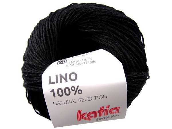 LINO 100% len 21 CZARNY włóczka KATIA 50g 150m włóczki lniane z lnu włóczki sklep z włóczkami  GOLD-POL Warszawa