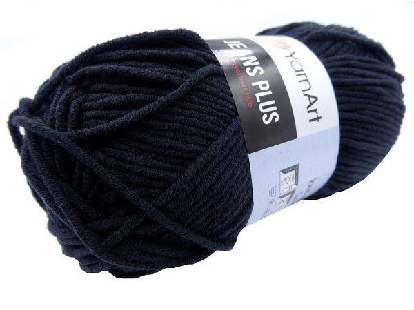 JEANS PLUS 53 BLACK CZARNY 100g 160m bawełna mix YarnArt włóczka całoroczna dla dzieci na maskotki sklep Goldpol