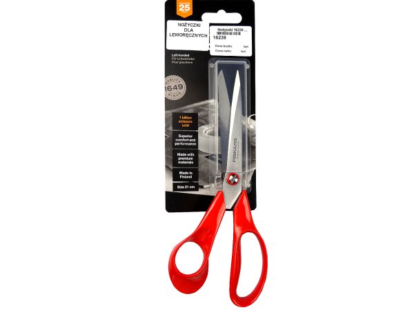 Nożyczki krawieckie 21cm FISKARS 1szt fińskie CZERWONE LEWORĘCZNYCH uniwersalne krawieckie nożyce profesjonalne 641150985019