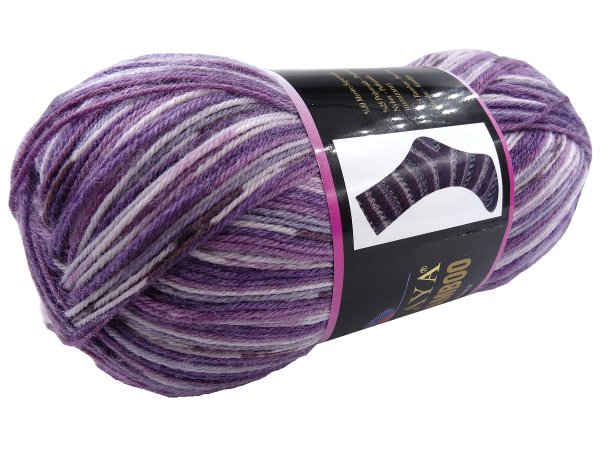 SOCKS BAMBOO 120-02 MIX FIOLET Himalaya 100g 420m melanż ombre włóczka skarpetkowa na ciepłe skarpety