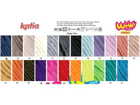 WoW Chunky 62 NEON GREEN włóczka KATIA 100g 75m sklep z włóczkami melanżowa wełna czesankowa z alpacą mix wełny