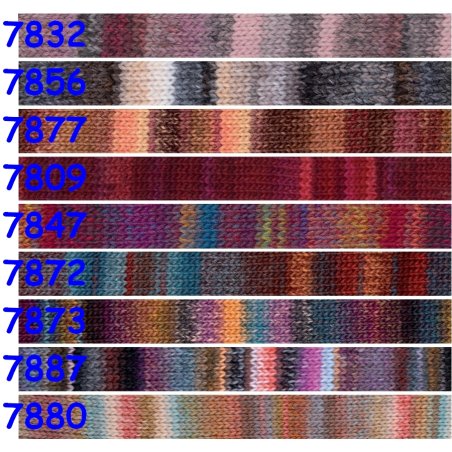 AZTECA 7891 MIX ZIELENI/MORSKI/GRANAT/FUKSJA mix wełny KATIA 100g 270m wielokolorowa włóczki na czapkę szal sweter NA ZAMÓWIENIE