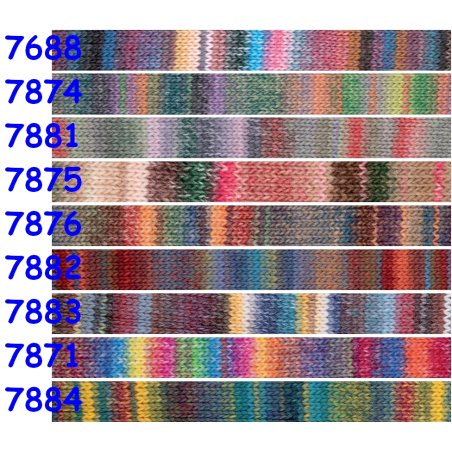 AZTECA 7891 MIX ZIELENI/MORSKI/GRANAT/FUKSJA mix wełny KATIA 100g 270m wielokolorowa włóczki na czapkę szal sweter NA ZAMÓWIENIE