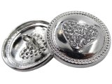 25mm Guziki z cyrkonią 1sztuka kolor SREBRNE SERCE K308 guziki ozdobnr guzik metalowy ciężki silver na stopce