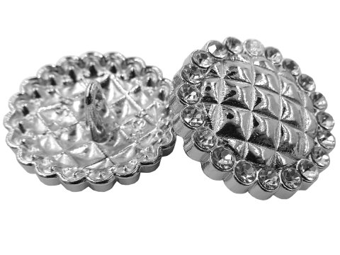 17mm Guziki z cyrkonią 1sztuka kolor SREBRNA KRATKA  guziki ozdobnr guzik metalowy ciężki silver na stopce