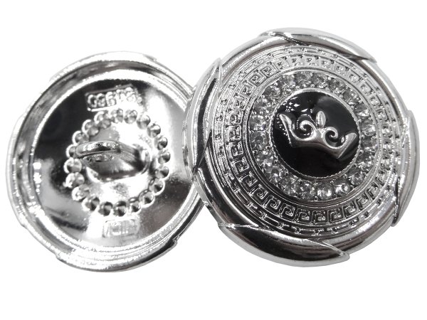 23mm Guziki z cyrkonią 1sztuka kolor SREBRNA KORONA K232 guziki ozdobnr guzik metalowy ciężki silver na stopce