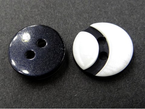 12mm Guziki ozdobne HURT 144 sztuki kolor CZARNE/BIAŁY Z POŁYSKIEM PERŁOWYM K433 guzik do bluzki koszuli dwudziurkowy