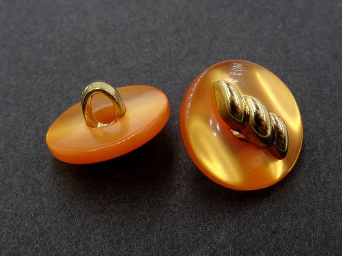 15mm Guziki ozdobne HURT 144 sztuk kolor ORANGE ZE ZŁOTYM ŚRODKIEM K115 guzik do bluzki żakietu plastikowy do bluzki na stopce