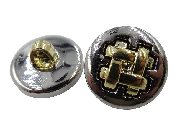 15mm Guziki ozdobne HURT 144 sztuk kolor SREBRNY ze złotym środkiem K317 guziki do marynarki swetra największy wybór w Warszawie