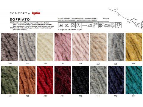 SOFFIATO 114 CIEMNY SZARY MELANŻ piękna alpaka KATIA 100g 80m gruba miękka puszysta alpaca NOWOŚĆ 2023/2024 LIMITED EDITION