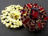 32mm Guziki złote 1sztuka kolor ZŁOTY cyrkonie BORDO OZ110 guzik ze szklaną cyrkonią metalowy na stopce hurtownia guzików