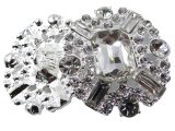 32mm Guziki ozdobne 1sztuka SREBRNE cyrkonie SREBRNE OZ110 ciężki guzik metalowy ze szklaną cyrkonią na stopce