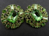 32mm Guziki ozdobne 1sztuka ZŁOTE cyrkonie PISTACJA OZ110 ciężki guzik metalowy ze szklaną cyrkonią na stopce