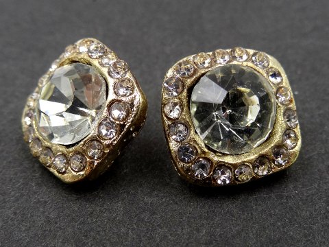 13mm Guziki ozdobne 1sztuka ZŁOTE cyrkonie SREBRNE OZ17 mały guzik metalowy ze szklanymi cyrkoniami na stopce do bluzki