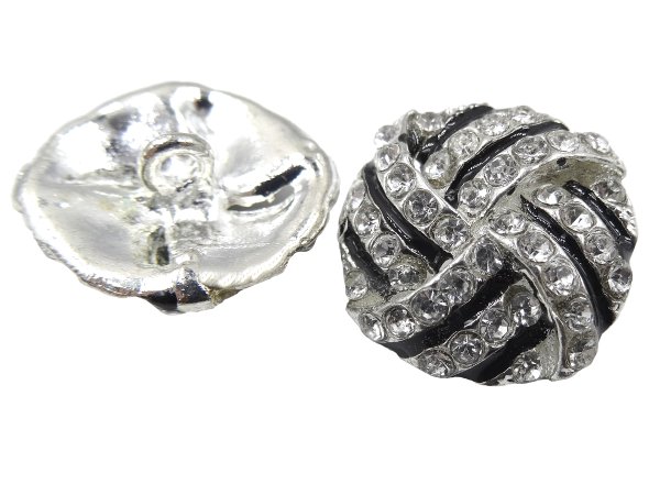 19mm Guziki ozdobne 1sztuka SREBRNE cyrkonie SREBRNE OZ54 nieregularny guzik metalowy ze szklanymi cyrkoniami na stopce Gold-Pol