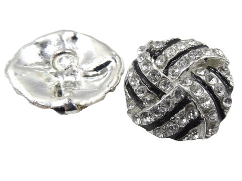 19mm Guziki ozdobne 1sztuka SREBRNE cyrkonie SREBRNE OZ54 nieregularny guzik metalowy ze szklanymi cyrkoniami na stopce Gold-Pol