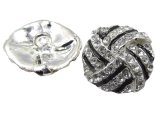 19mm Guziki ozdobne 1sztuka SREBRNE cyrkonie SREBRNE OZ54 nieregularny guzik metalowy ze szklanymi cyrkoniami na stopce Gold-Pol