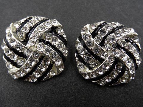 19mm Guziki ozdobne 1sztuka SREBRNE cyrkonie SREBRNE OZ54 nieregularny guzik metalowy ze szklanymi cyrkoniami na stopce Gold-Pol