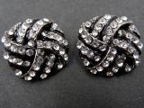 19mm Guziki ozdobne 1sztuka CZARNE cyrkonie SREBRNE OZ54 nieregularny guzik metalowy ze szklanymi cyrkoniami na stopce Gold-Pol