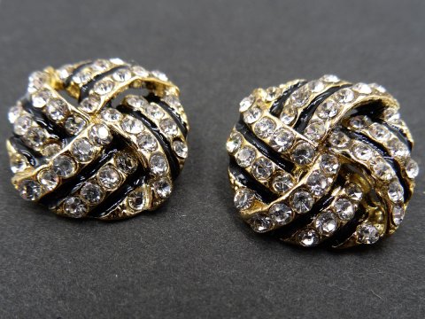 19mm Guziki ozdobne 1sztuka ZŁOTE cyrkonie SREBRNE OZ54 nieregularny guzik metalowy ze szklanymi cyrkoniami na stopce Gold-Pol