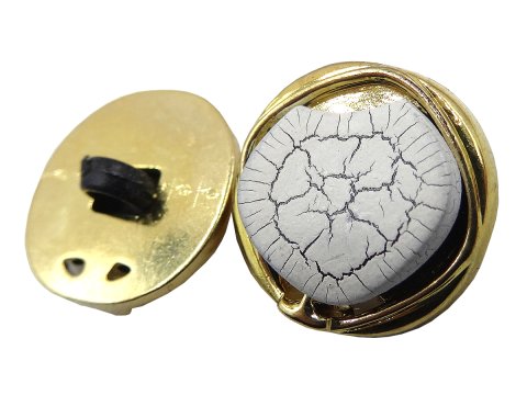 15mm Guziki ozdobne 12 sztuk kolor ZŁOTY/BIAŁY CRACKLE K541 guzik typu vintage do bluzki na małej stopce