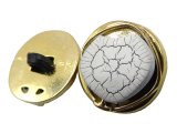 15mm Guziki ozdobne 12 sztuk kolor ZŁOTY/BIAŁY CRACKLE K541 guzik typu vintage do bluzki na małej stopce