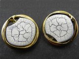 15mm Guziki ozdobne HURT 144 sztuki kolor ZŁOTY/BIAŁY CRACKLE K541 guzik typu vintage do bluzki na małej stopce