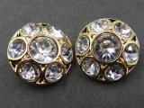 25mm Guziki ozdobne 1 sztuka ZŁOTE cyrkonie SREBRNE K152 guzik plastikowy ze szklanymi cyrkoniami na stopce tylko w Gold-Pol