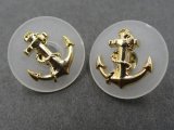 18mm Guziki z kotwicą 12 sztuk kolor PÓŁPRZEZROCZYSTY/ZŁOTY K122 guziki marynarskie guzik plastikowy lekki na stopce