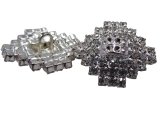 23mm Guziki ozdobne 1 sztuka SREBRNE cyrkonie SREBRNE OZ12 czeski ciężki guzik metalowy ze szklanymi cyrkoniami na stopce