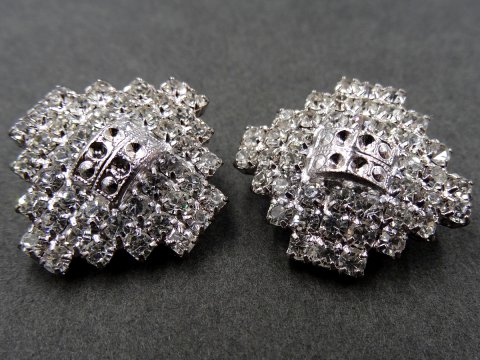23mm Guziki ozdobne 1 sztuka SREBRNE cyrkonie SREBRNE OZ12 czeski ciężki guzik metalowy ze szklanymi cyrkoniami na stopce