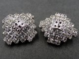 23mm Guziki ozdobne 1 sztuka SREBRNE cyrkonie SREBRNE OZ12 czeski ciężki guzik metalowy ze szklanymi cyrkoniami na stopce
