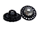 12mm Guziki ozdobne 1 sztuka CZARNE cyrkonie SREBRNE OZ10 czeski guzik metalowy typu vintage ze szklanymi cyrkoniami na stopce