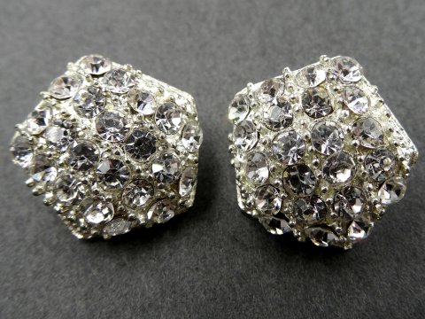 17mm Guziki ozdobne 1 sztuka SREBRNE cyrkonie SREBRNE OZ5 czeski ciężki guzik metalowy ze szklanymi cyrkoniami na stopce