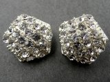 17mm Guziki ozdobne 1 sztuka SREBRNE cyrkonie SREBRNE OZ5 czeski ciężki guzik metalowy ze szklanymi cyrkoniami na stopce