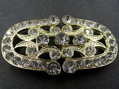 Zapięcie metalowe 51-30mm ZŁOTE z CYRKONIAMI -11- cena 1 sztukę zapięcia ozdobne typu haftka pasmanteria GOLD-POL