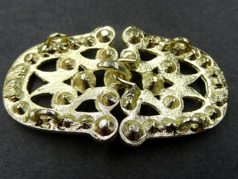 Zapięcie metalowe 51-30mm ZŁOTE z CYRKONIAMI -11- cena 1 sztukę zapięcia ozdobne typu haftka pasmanteria GOLD-POL