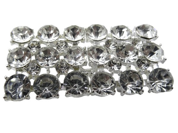 Zapięcie metalowe 49-24mm SREBRNE z CYRKONIAMI -11- cena 1 sztukę zapięcia ozdobne typu haftka pasmanteria GOLD-POL