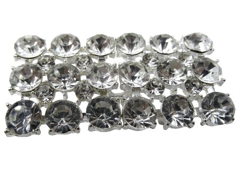 Zapięcie metalowe 49-24mm SREBRNE z CYRKONIAMI -11- cena 1 sztukę zapięcia ozdobne typu haftka pasmanteria GOLD-POL