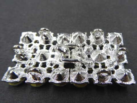 Zapięcie metalowe 49-24mm SREBRNE z CYRKONIAMI -11- cena 1 sztukę zapięcia ozdobne typu haftka pasmanteria GOLD-POL