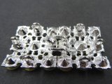 Zapięcie metalowe 49-24mm SREBRNE z CYRKONIAMI -11- cena 1 sztukę zapięcia ozdobne typu haftka pasmanteria GOLD-POL