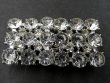 Zapięcie metalowe 49-24mm SREBRNE z CYRKONIAMI -11- cena 1 sztukę zapięcia ozdobne typu haftka pasmanteria GOLD-POL