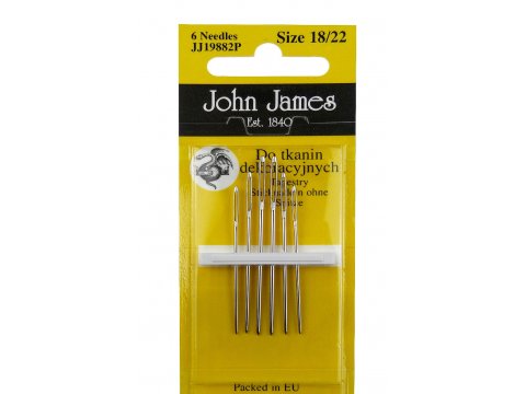 Igły James 18/22 JJ19882P 6 igieł do tkanin dekoracyjnych grube z dużym oczkiem