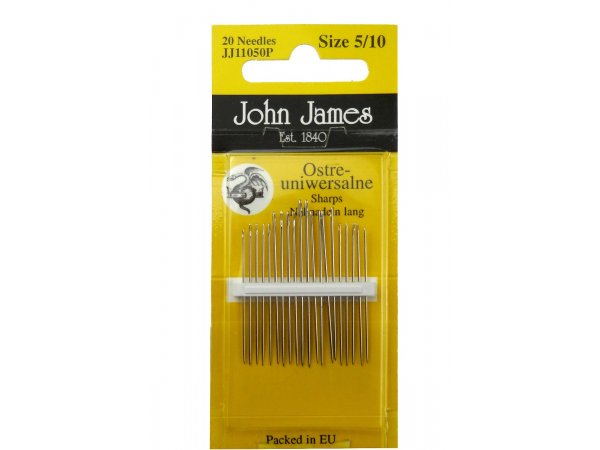 Igły James 5/10 JJ11050P 20 igieł ostre uniwersalne pasmanteria GOLDPOL