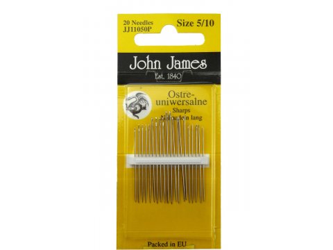 Igły James 5/10 JJ11050P 20 igieł ostre uniwersalne pasmanteria GOLDPOL