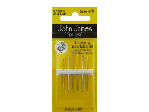 Igły James 4/8 JJ11448P 6 igieł łatwe do nawlekania pasmanteria GOLDPOL