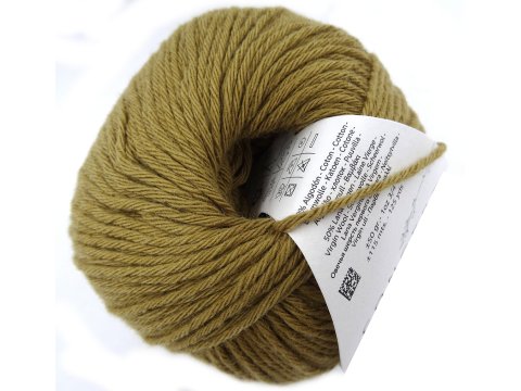 COTTON IN LOVE 67 MUSZTARDA ZGASZONA włóczka KATIA 50g 115m wełna 50% merino i 50% bawełna egipska dla dzieci
